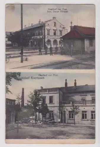 94398 Mehrbild Ak Bahnhof Kieritzsch Gasthof zur Post 1919