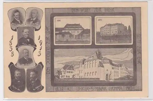 67274 Mehrbild Ak kgl. Lehrer Seminar Grimma 1838-1913