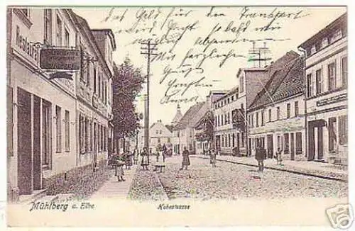 02585 Ak Mühlberg an der Elbe Hohestrasse 1907