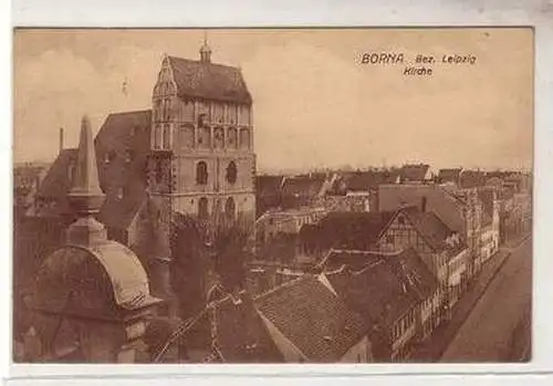 51757 Ak Borna Bezrik Leipzig Totalansicht mit Kirche 1924