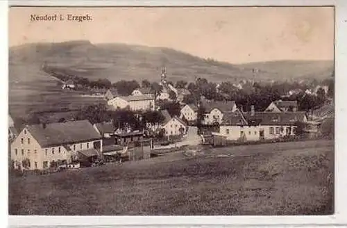 37054 Ak Neudorf im Erzgebirge Totalansicht um 1910