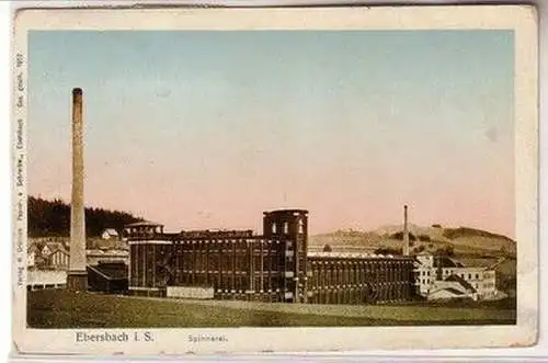 61327 Ak Ebersbach in Sachsen Spinnerei 1917