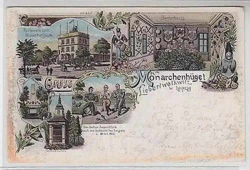 60689 Ak Lithografie Gruss vom Monarchenhügel Liebertwolkwitz bei Leipzig 1905