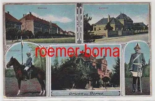 83842 Mehrbild Ak Gruss Borna Kaserne, Lazarett, Offizierkasino 1914
