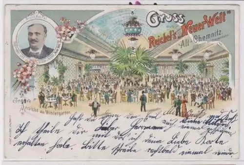 57937 Ak Lithographie Gruß aus Reichels 'Neuer Welt' Alt- Chemnitz 1905