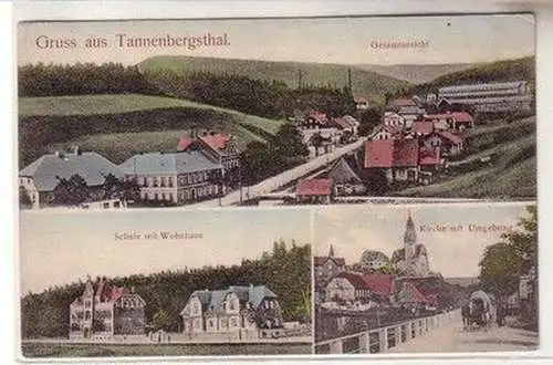 59465 Mehrbild Ak Gruß aus Tannenbergsthal Schule usw. um 1910