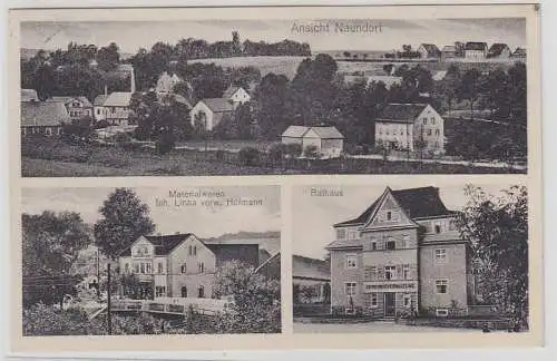 68349 Mehrbild Ak Ansicht Naundorf Materialwarenladen, Rathaus 1931
