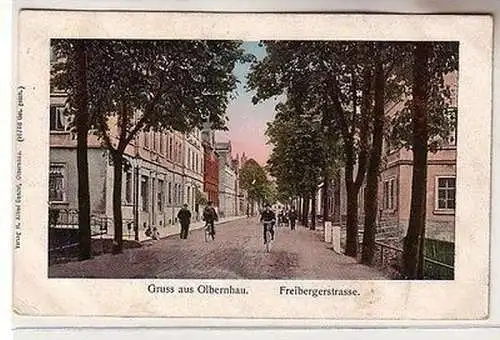 61504 Ak Gruss aus Olbernhau Freibergerstrasse 1907