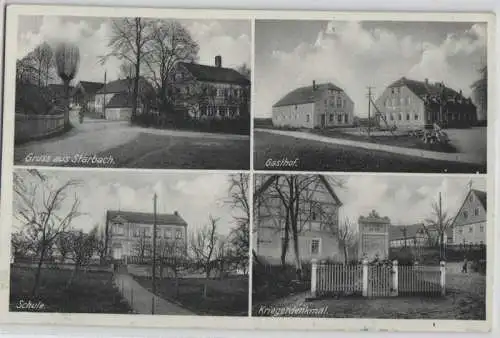 92282 Mehrbild Ak Gruß aus Starbach Gasthof, Schule, Kriegerdenkmal 1939