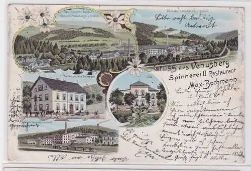 80846 Ak Lithographie Gruß vom Restaurant Spinnerei II Venusberg M. Bochmann 190