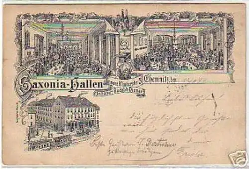 02746 Ak Lithographie Saxonia Hallen Chemnitz 1899