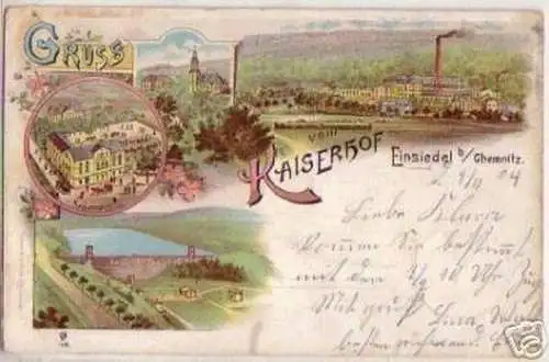 10896 Ak Lithographie Gruss aus Einsiedel Gasthof 1904