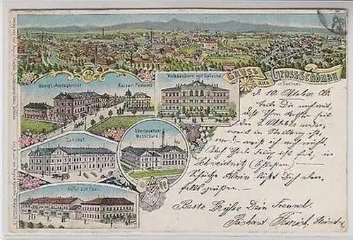 63216 Ak Lithographie Gruß aus Grossschönau in Sachsen 1906