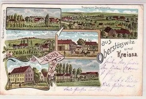 60388 Ak Lithographie Gruss aus Oberstösswitz und Kreissa 1905