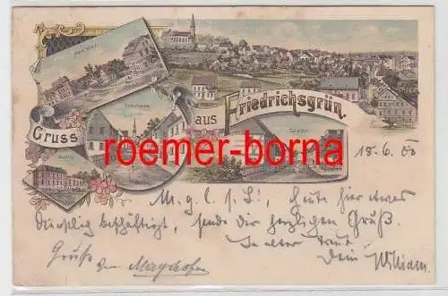 03090 Ak Lithographie Gruß aus Friedrichsgrün Gasthof usw. 1900