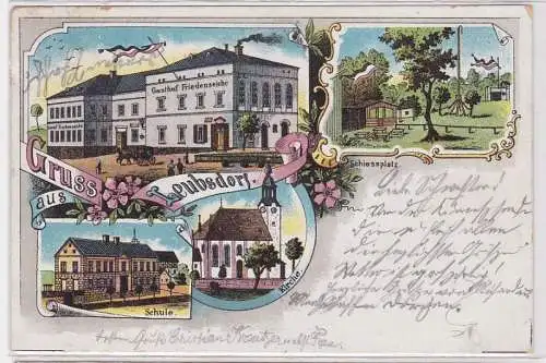 93816 Ak Lithographie Gruß aus Leubsdorf Gasthof Friedenseiche, Schule usw. 1906