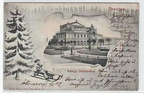 37168 Winter Ak Dresden königliches Hoftheater 1902