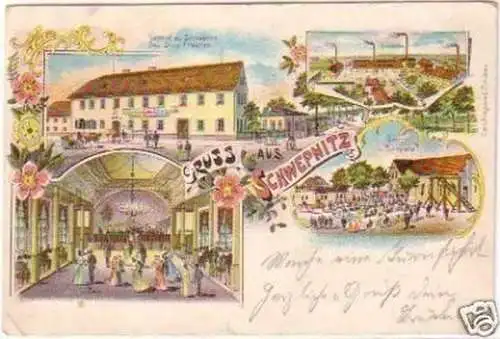 23100 Lithografie Gruss aus Schwepnitz 1908