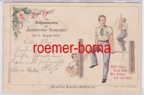 81469 Künstler Ak Werbung Schauturnen Turnverein Neuhausen 6.8.1899