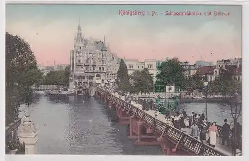 54338 Ak Königsberg in Pr. Kaliningrad Schlossteichbrücke und Bellevue 1904