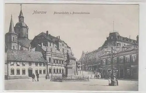 49476 Ak Meerane Bismarckplatz und Bismarckstrasse 1908
