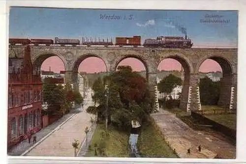 51936 Ak Werdau in Sachsen Leubnitzer Eisenbahnviadukt 1918