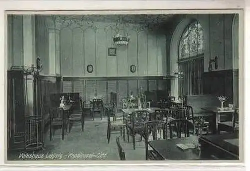 52918 Ak Leipzig Volkshaus Konditorei-Café Innenansicht um 1930