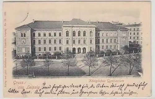 52994 Ak Gruß aus Leipzig königliches Gymnasium 1899