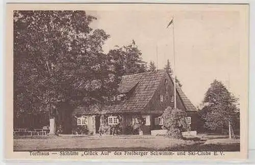 17049 Ak Holzhau i. Erz. Torfhaus "GlückAuf" des Freiberger Schwimm- und Skiclub