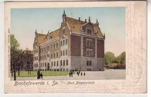03483 Ak Bischofswerda in Sachsen neue Bürgerschule 1909