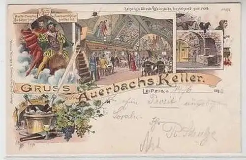 57190 Ak Lithographie Gruß aus Auerbachs Keller Leipzig 1894