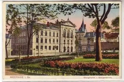 56214 Ak Meerane in Sachsen Georgenplatz Georgenschule 1928