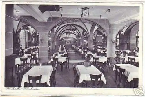 11468 Ak Wiesbaden Restaurant Walhalla 1938