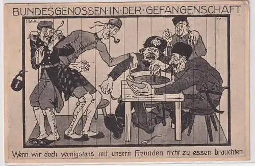 51574 Patriotika AK Bundesgenossen in der Gefangenschaft 1915 Feldpost