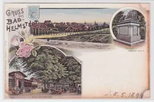 81685 Ak Lithographie Gruß aus Bad Helmstedt Restauration und Kiregerdenkmal