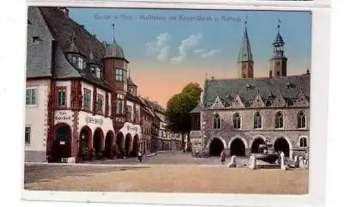 42996 Ak Goslar am Harz Marktplatz mit Rathaus um 1910