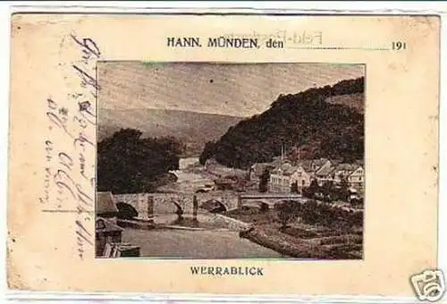 25175 Feldpost Ak Hann. Münden Werrablick 1915