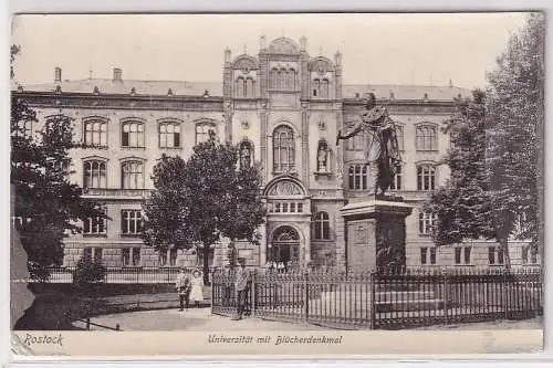 25068 Ak Rostock Universität mit Blücherdenkmal 1906