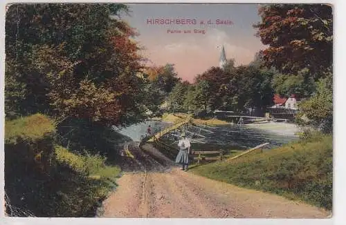 65289 Ak Hirschberg a.d. Saale - Partie am Steg 1925