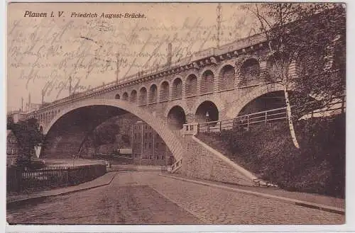 907754 Feldpost Ak Plauen i.V. - Friedrich-August-Brücke 1916