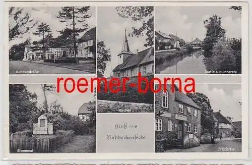 80962 Mehrbild Ak Gruß aus Baddeckenstedt Ehrenmal, Kirche, Ortspartie 1958