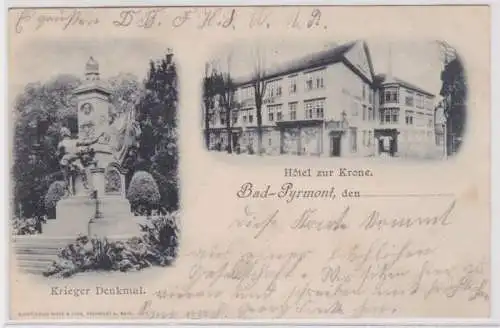 98379 Mehrbild Ak Bad Pyrmont Hotel zur Krone Kriegerdenkmal 1910