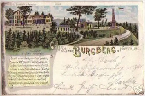 13218 Ak Lithographie Gruss vom Burgberg Harzburg 1900
