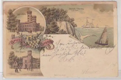 91189 AK Gruss aus der Granitz - Hotel, Jagdschloss & Waldhalle Falkenberg 1900