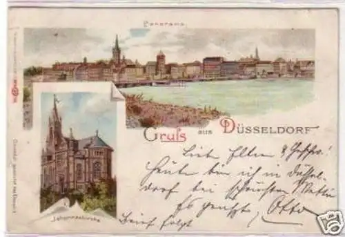 14000 Ak Lithographie Gruss vom Düsseldorf 1898
