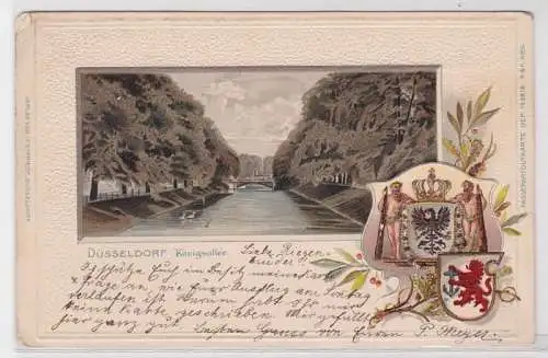 58229 Passe Partout Präge Ak Düsseldorf Königsallee 1900