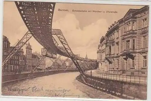 46478 Ak Barmen Schwebebahn an der Werther- u. Uferstraße um 1930