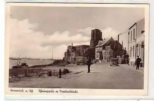 38975 Ak Emmerich Rheinpartie mit Martinikirche 1951