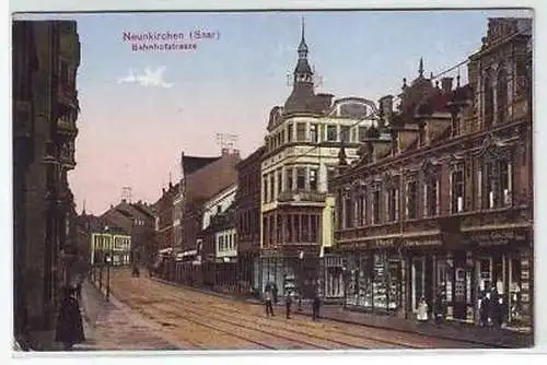 45142 Feldpost Ak Neunkirchen Saar Bahnhofstraße 1917
