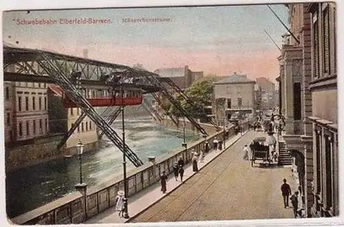 67114 Ak Schwebebahn Elberfeld Barmen Mäuerchenstrasse 1911
